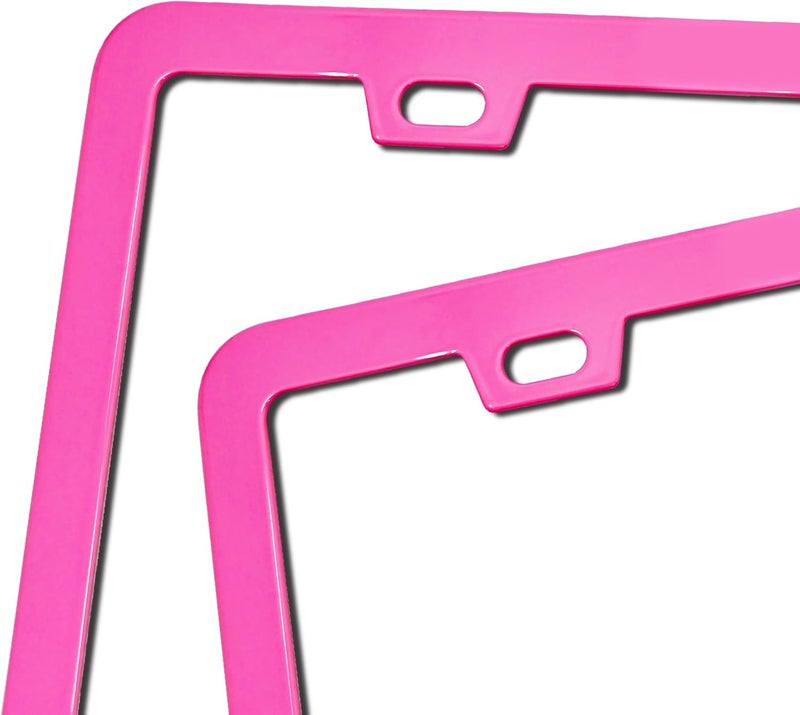 ZukMi 2 Pack License Plate Frame for Car Matte Metal Aluminum Rust-Proof License Plate Holder Cover Gloss Black Front Rear Number Tag Frame for Men Women Universal Fit (Pink) - Image 3